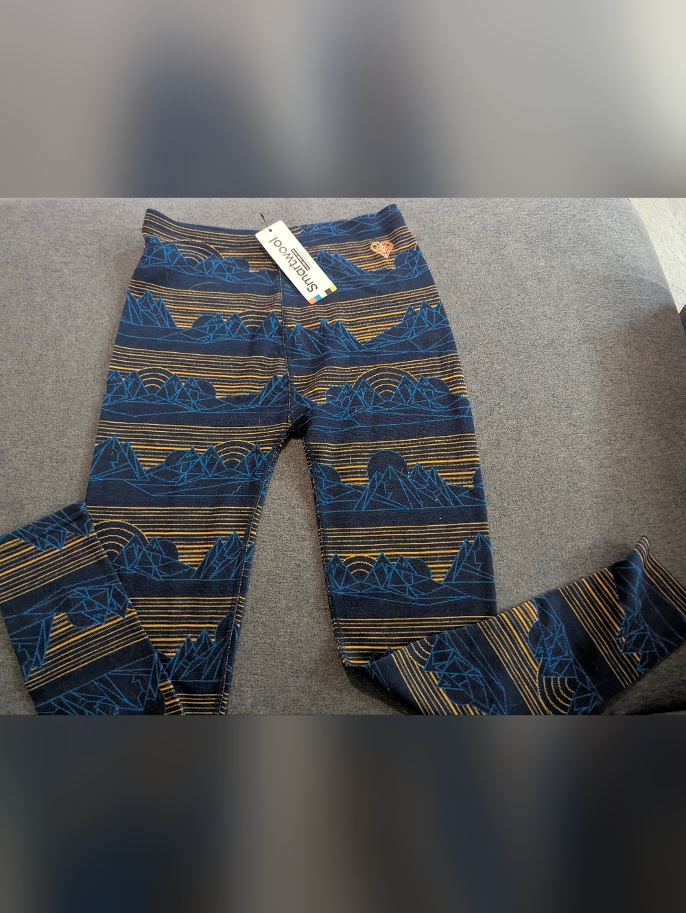 Smartwool Thermal Merino Base Layer Pants Deep Navy Geo Peaks NWT